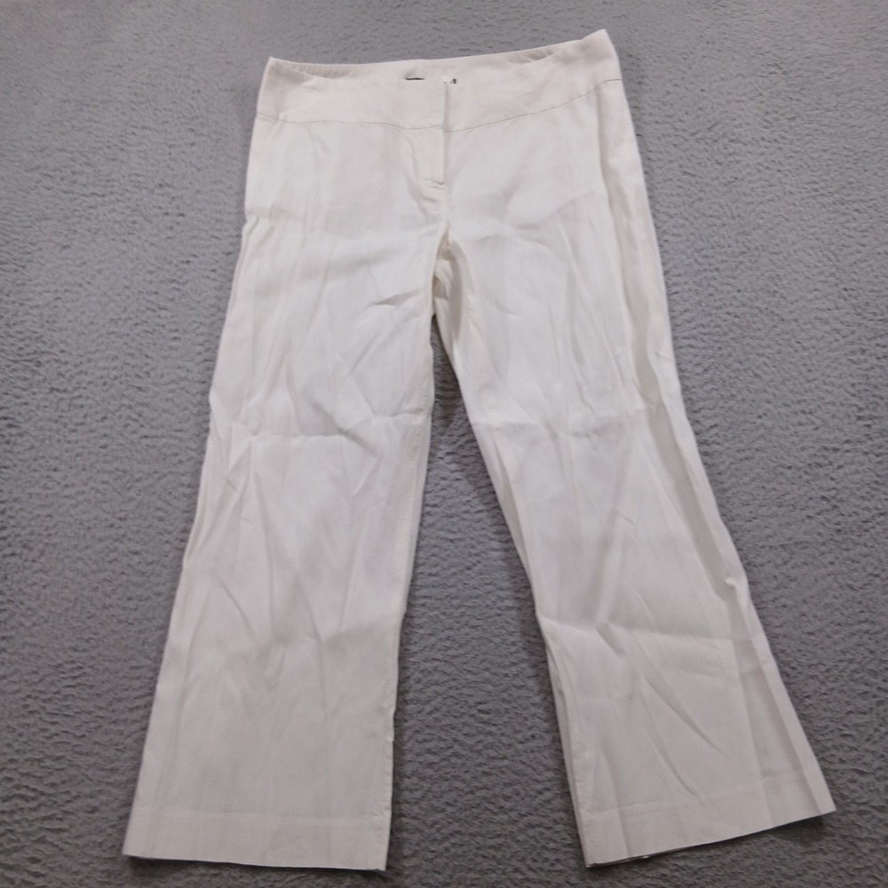 Theory Madiline Linen Blend Wide Leg Trousers Women's 6 Off-White Ivory EUC